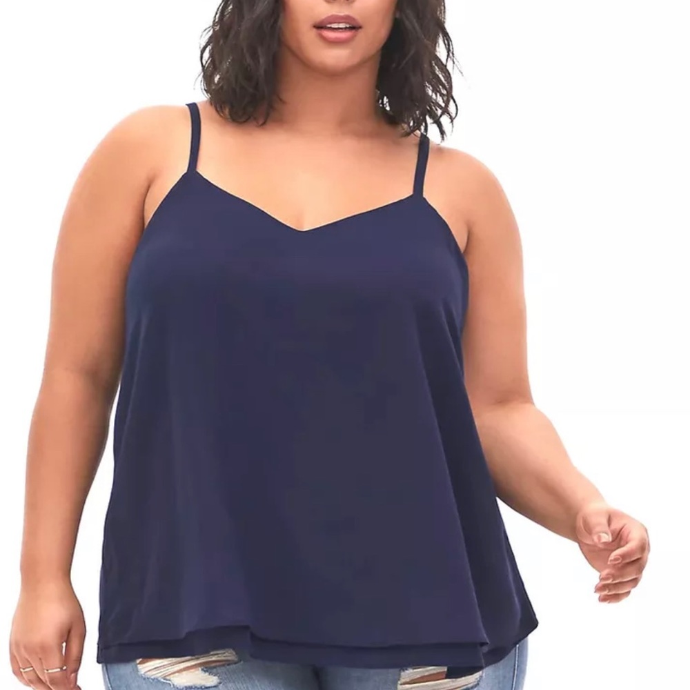 NAVY BLUE CHIFFON DOUBLE LAYER SWING CAMI